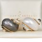 Seaman Schepps Turbo Shell Earrings with Black and White Pearls in 18K Yellow Gold