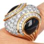 18K Gold Platinum Black Jade & Diamond Dome Cocktail Ring 