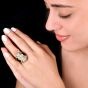 18K Gold Platinum Black Jade & Diamond Dome Cocktail Ring 