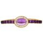 Estate 18K Yellow Gold Amethyst and Diamond Halo Bracelet