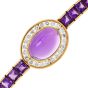 Estate 18K Yellow Gold Amethyst and Diamond Halo Bracelet