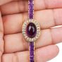 Estate 18K Yellow Gold Amethyst and Diamond Halo Bracelet