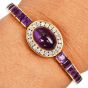 Estate 18K Yellow Gold Amethyst and Diamond Halo Bracelet