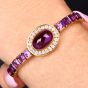 Estate 18K Yellow Gold Amethyst and Diamond Halo Bracelet