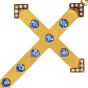 Antique Sapphire & Seed Pearl 14K Gold Cross Pendant