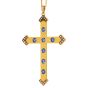 Antique Sapphire & Seed Pearl 14K Gold Cross Pendant