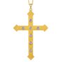Antique Sapphire & Seed Pearl 14K Gold Cross Pendant
