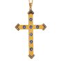 Antique Sapphire & Seed Pearl 14K Gold Cross Pendant
