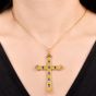 Antique Sapphire & Seed Pearl 14K Gold Cross Pendant