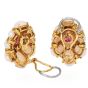 1970s Ruby, Diamond & Angel-Skin Coral Cocktail Earrings in 18K Yellow Gold