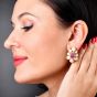 1970s Ruby, Diamond & Angel-Skin Coral Cocktail Earrings in 18K Yellow Gold