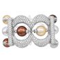 14K White Gold Pearl 20.64cts Diamond Multi-Row Statement Bracelet |Dover Jewelry|