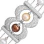 14K White Gold Pearl 20.64cts Diamond Multi-Row Statement Bracelet |Dover Jewelry|