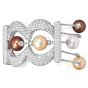 14K White Gold Pearl 20.64cts Diamond Multi-Row Statement Bracelet |Dover Jewelry|