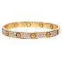 Italian 18K Gold Diamond Screw Design Bangle Bracelet