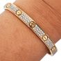 Italian 18K Gold Diamond Screw Design Bangle Bracelet