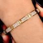 Italian 18K Gold Diamond Screw Design Bangle Bracelet