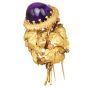 Vintage Buccellati Amethyst Acorn 18K Gold Brooch