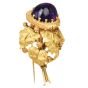 Vintage Buccellati Amethyst Acorn 18K Gold Brooch
