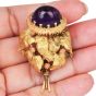 Vintage Buccellati Amethyst Acorn 18K Gold Brooch