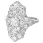 Antique Art Deco Old European Cut Diamond Platinum Navette Ring 