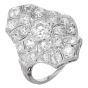 Antique Art Deco Old European Cut Diamond Platinum Navette Ring 