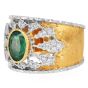  Mario Buccellati Emerald Diamond 18K Wide Statement Ring
