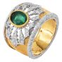 Mario Buccellati Emerald Diamond 18K Wide Statement Ring