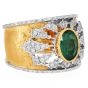  Mario Buccellati Emerald Diamond 18K Wide Statement Ring