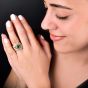  Mario Buccellati Emerald Diamond 18K Wide Statement Ring