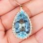 Estate 14K Gold 20.60cts Pear Aquamarine & Diamond Cocktail Ring/Pendant