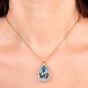 Estate 14K Gold 20.60cts Pear Aquamarine & Diamond Cocktail Ring/Pendant