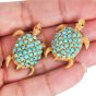 Vintage Set of Two Turtles Persian Turquises Ruby 18K Yellow Gold Brooch Pin