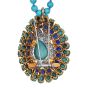 Turquoise Diamond & Sapphire 18K Gold Convertible Pendant Brooch