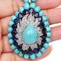 Turquoise Diamond & Sapphire 18K Gold Convertible Necklace Brooch