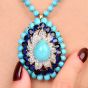 Turquoise Diamond & Sapphire 18K Gold Convertible Pendant Brooch