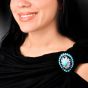 Turquoise Diamond & Sapphire 18K Gold Convertible Necklace Brooch