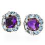 Valentain Margo Amethyst, Aquamarine & Diamond Clip Earrings