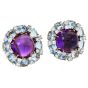 Valentain Margo Amethyst, Aquamarine & Diamond Clip Earrings
