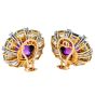 Valentain Margo Amethyst, Aquamarine & Diamond Clip Earrings