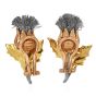 Mario Buccellati Vintage 18K Tri-Color Gold Thistle Earrings