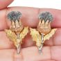 Mario Buccellati Vintage 18K Tri-Color Gold Thistle Earrings