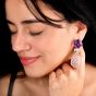 Elegant Rock Crystal, Amethyst, Aquamarine & Diamond Drop 18k Gold Earrings