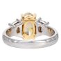 GIA 3.02cts Fancy Yellow Oval Diamond Platinum Three Stone Engagement Ring