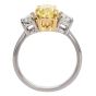 GIA 3.02cts Fancy Yellow Oval Diamond Platinum Three Stone Engagement Ring