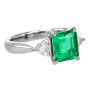 1.92 carats GIA Emerald Diamond Platinum Three Stone Ring 