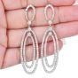 Elegant 3.40ct Diamond 18K Gold Oval Dangle Drop Earrings