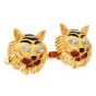 1970s  18k  Tiger Diamond, Ruby & Enamel  Gold Cufflinks