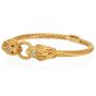 18K Yellow Gold Lion Head Ruby Diamond Bangle Bracelet