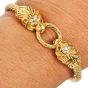 18K Yellow Gold Lion Head Ruby Diamond Bangle Bracelet